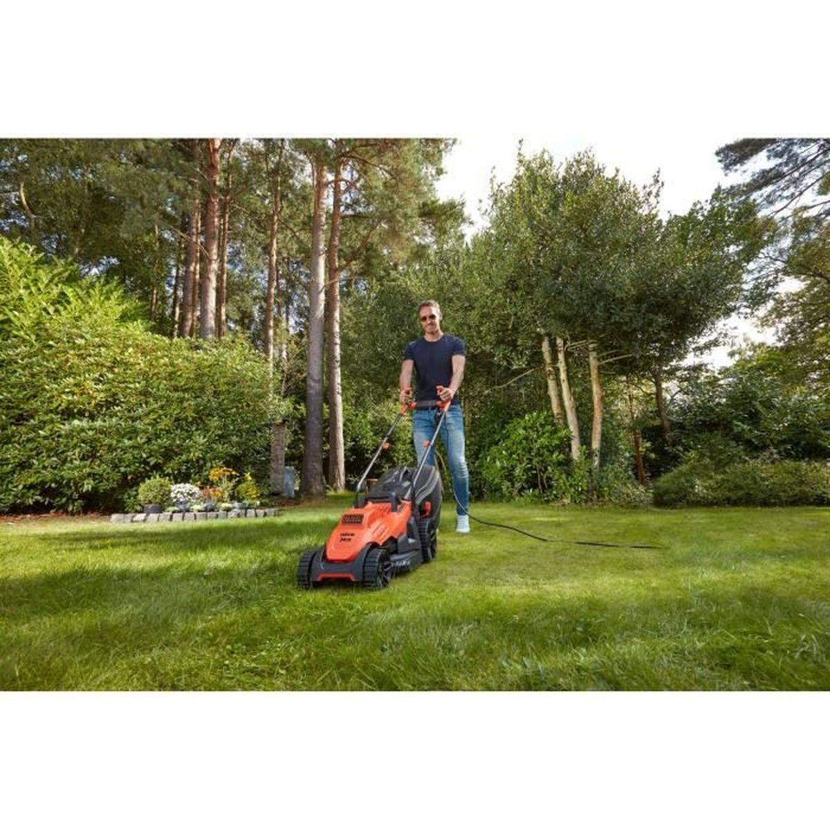 Black & Decker - Tondeuse électrique filaire 34 cm 1400 W, hauteur 20 à 70 mm, bac 40 L - BLACK + DECKER - Image 2