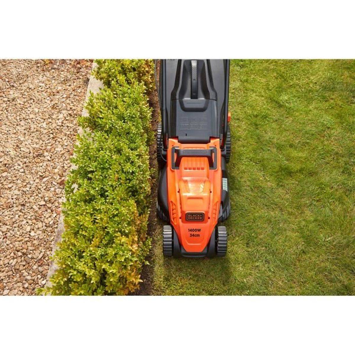 Black & Decker - Tondeuse électrique filaire 34 cm 1400 W, hauteur 20 à 70 mm, bac 40 L - BLACK + DECKER - Image 5