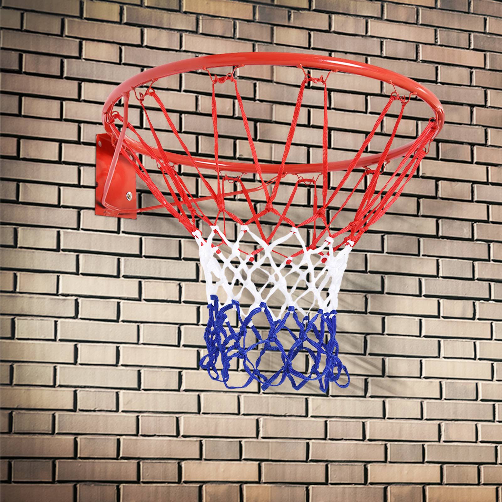 ComfortXL - Panier de basket mural métal Ø46 cm rouge bleu blanc intérieur extérieur avec filet polypropylène résistant - Image 1