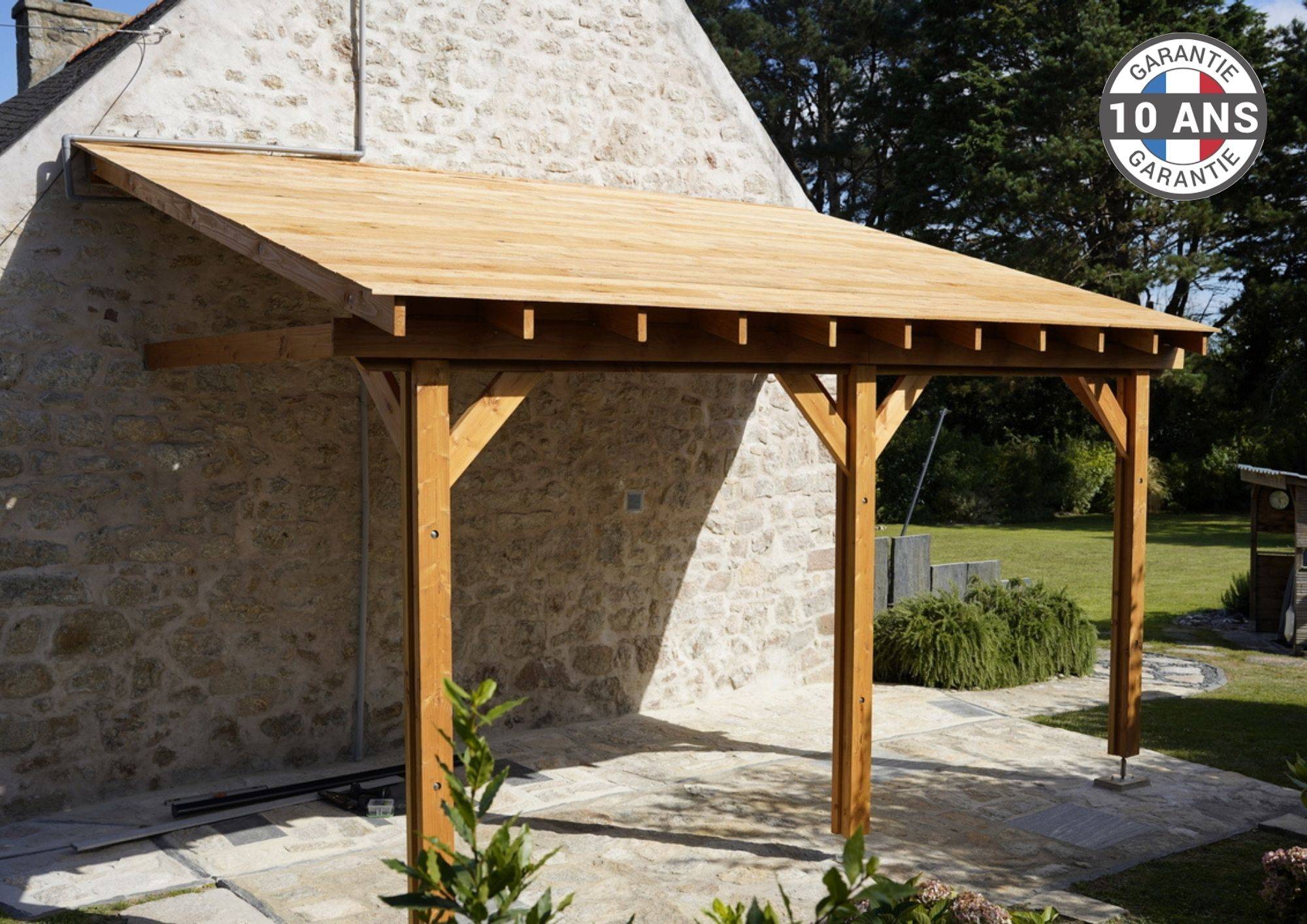 Cpbf Charpentes - Carport adossé une pente 500cmx600cm, bois DOUGLAS Français (Charpente en bois-auvent-abri voiture) 30 m². Garantie 10 ans - Image 4