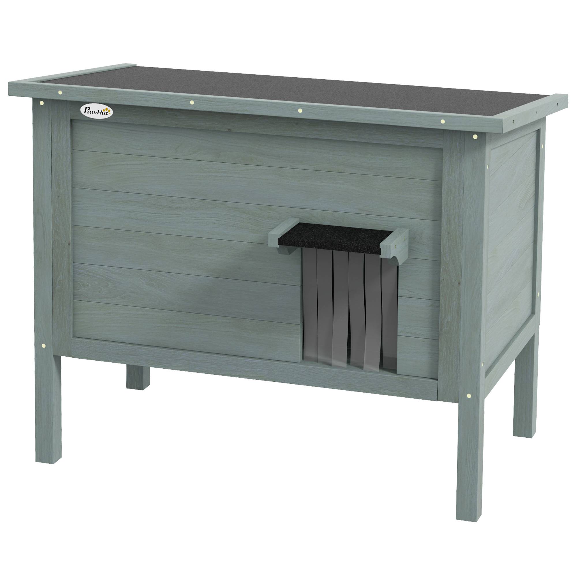 Sans Marque - Maison chat extérieur résistante intempéries, 1 fenêtre, 1 entrée, 85x50x68,5cm, Gris foncé+Noir - Image 2