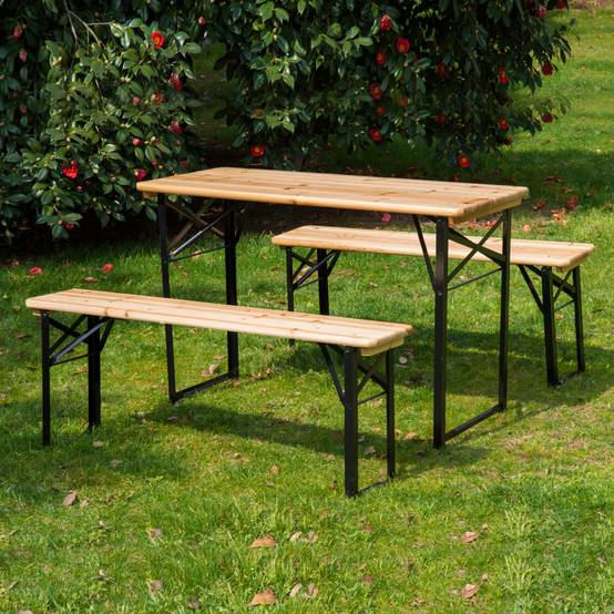 PANGIVO - Table pliante bois de sapin et métal noir 120 x 50 x 76 cm - PANGIVO - Image 6