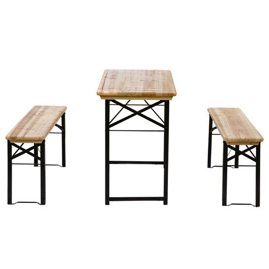 PANGIVO - Table pliante bois de sapin et métal noir 120 x 50 x 76 cm - PANGIVO - Image 2