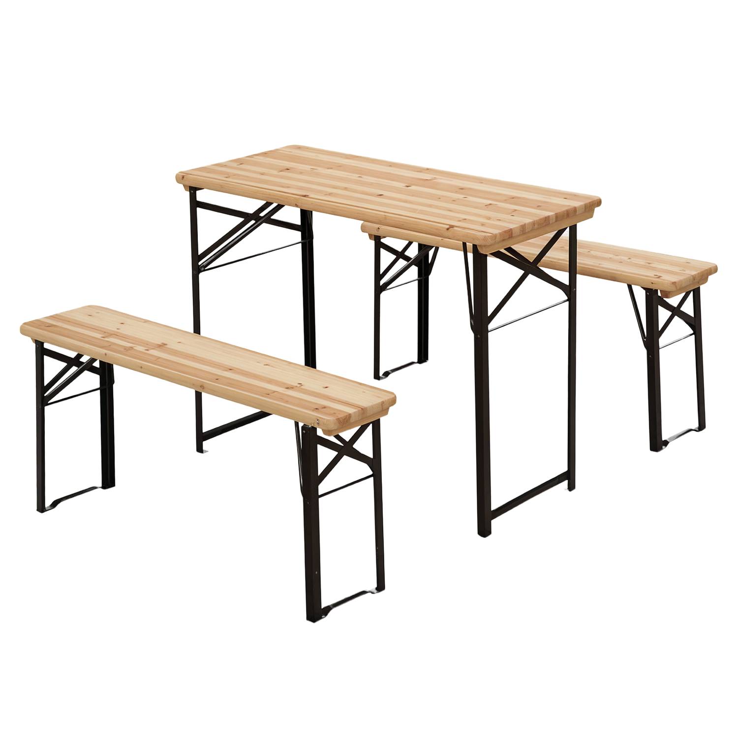 PANGIVO - Table pliante bois de sapin et métal noir 120 x 50 x 76 cm - PANGIVO - Image 1