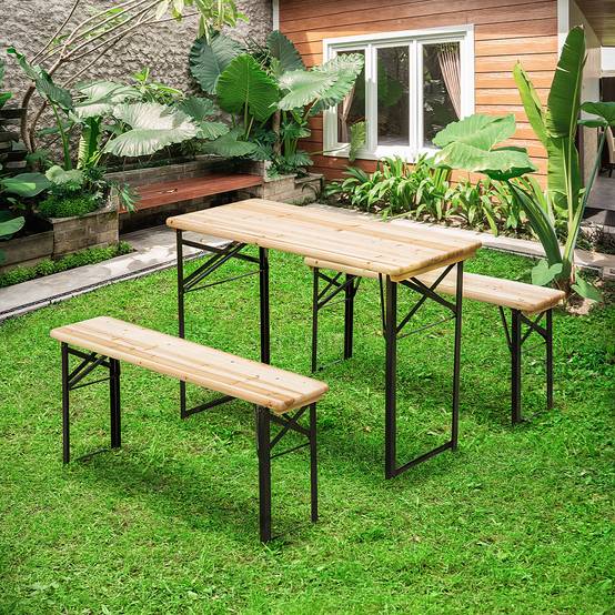 PANGIVO - Table pliante bois de sapin et métal noir 120 x 50 x 76 cm - PANGIVO - Image 4