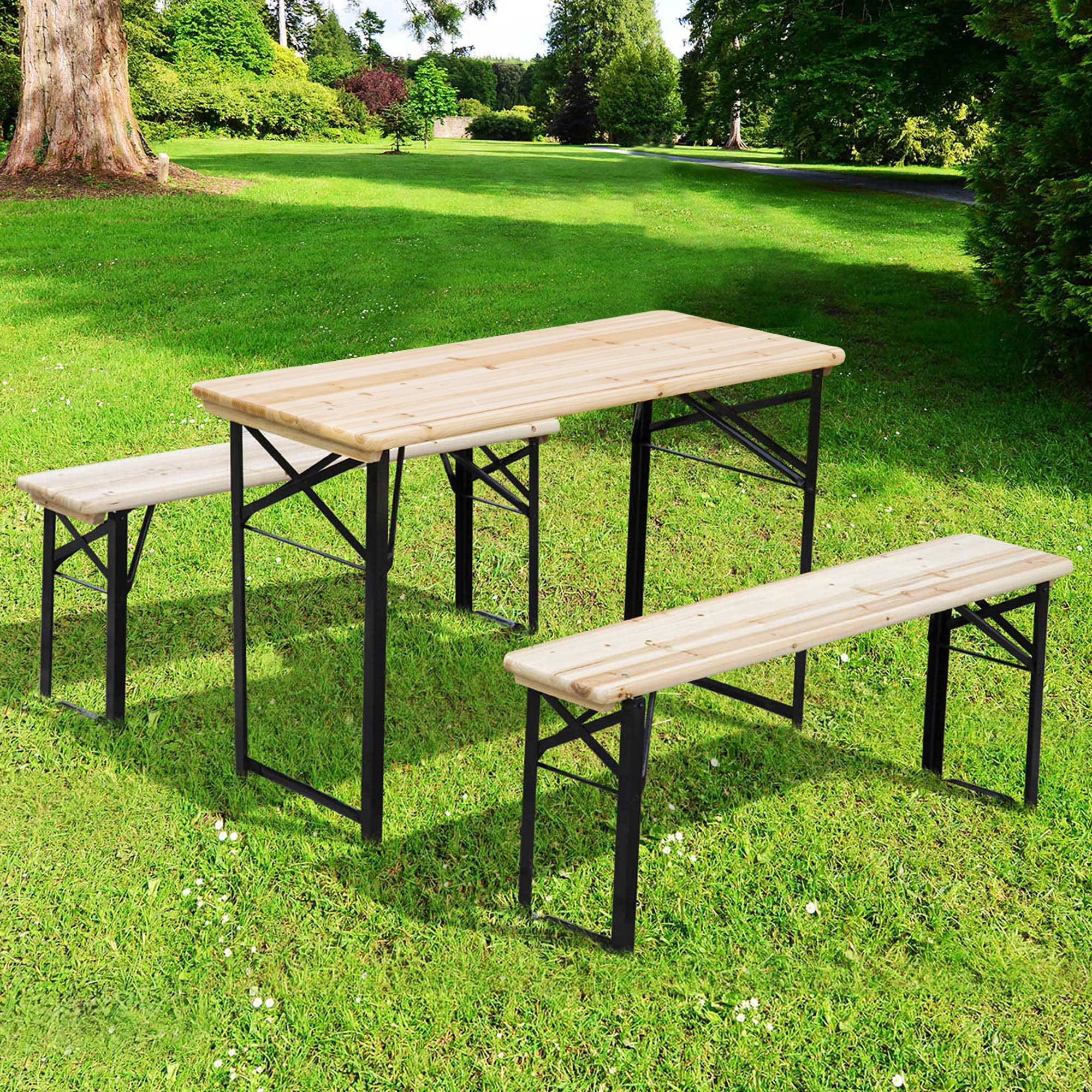 PANGIVO - Table pliante bois de sapin et métal noir 120 x 50 x 76 cm - PANGIVO - Image 3