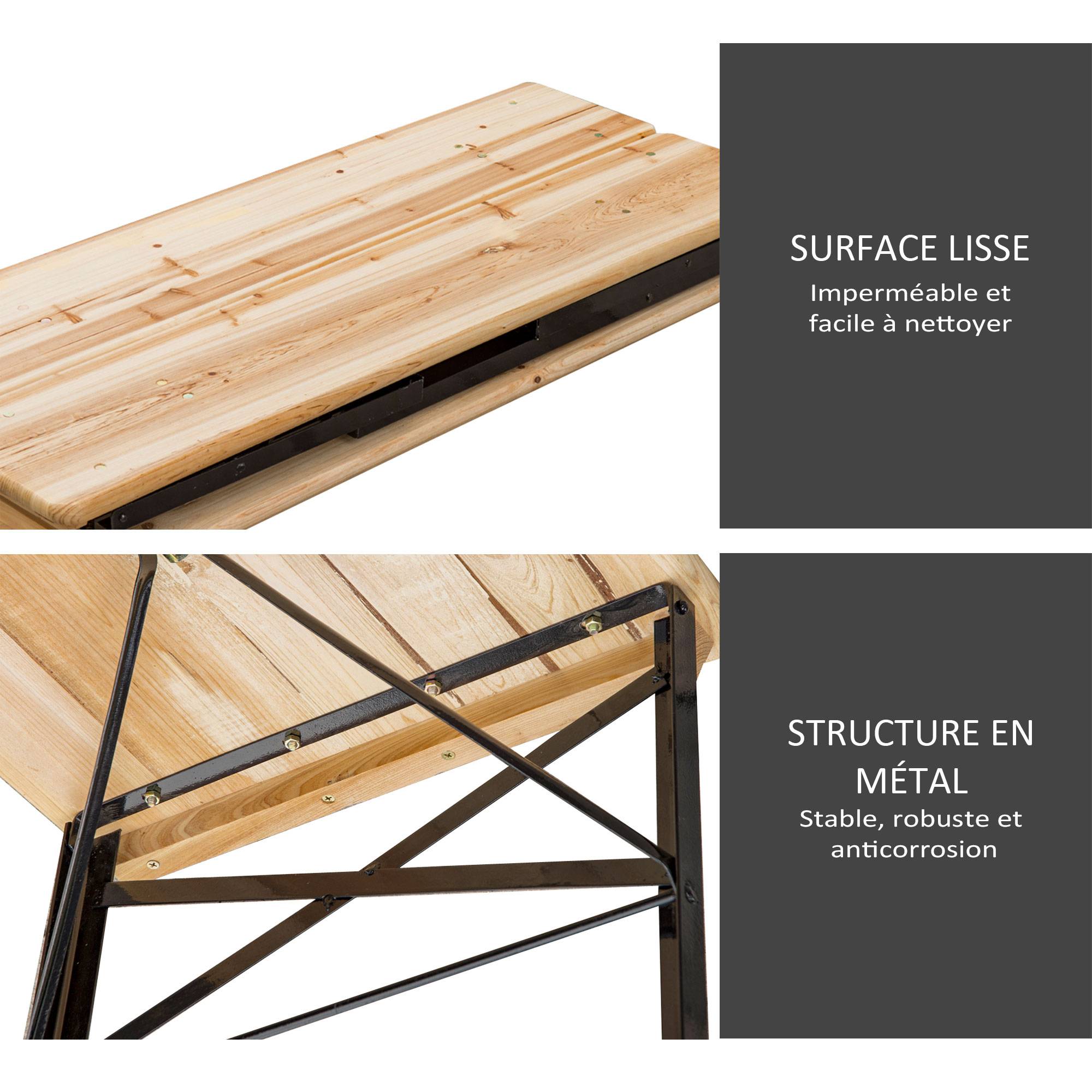 PANGIVO - Table pliante bois de sapin et métal noir 120 x 50 x 76 cm - PANGIVO - Image 7