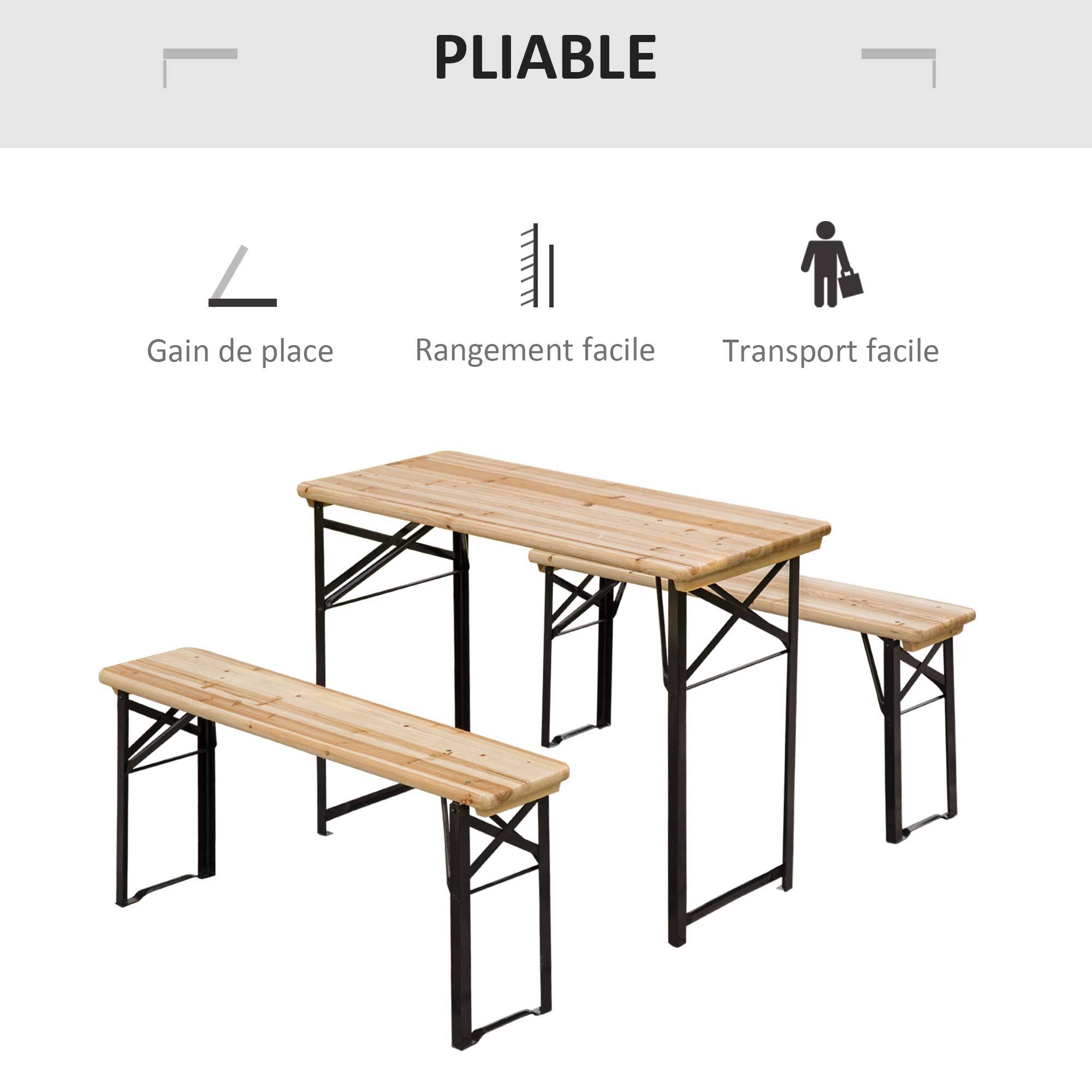 PANGIVO - Table pliante bois de sapin et métal noir 120 x 50 x 76 cm - PANGIVO - Image 9