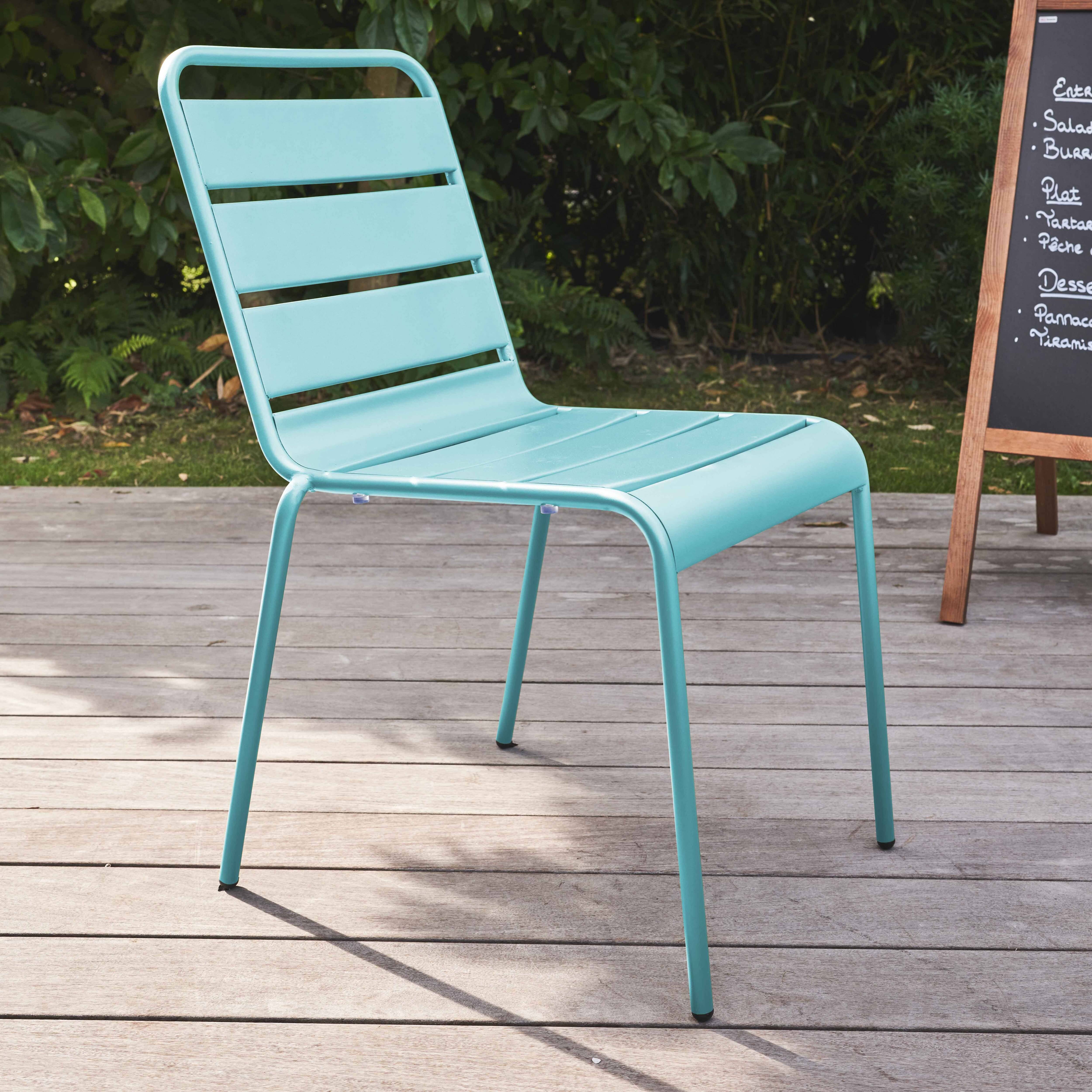 Oviala - Chaise de jardin en métal turquoise Palavas - Oviala - Image 2