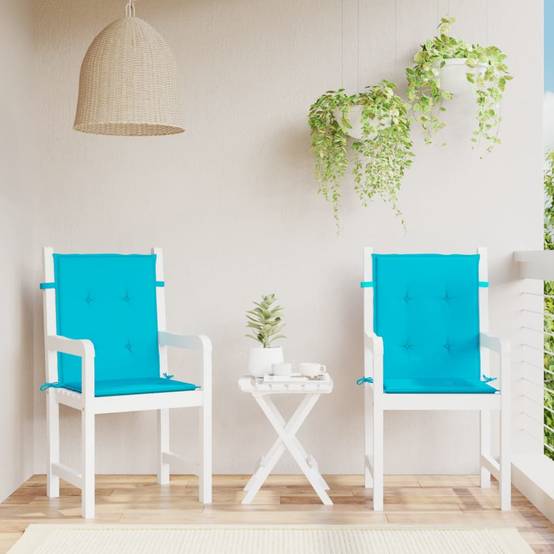 Lot de 2 Coussins Chaise de Jardin Dossier Bas Polyester Imperméable pour Terrasse Turquoise 100x50cm – ComfortXL Outdoor Living - Image 1