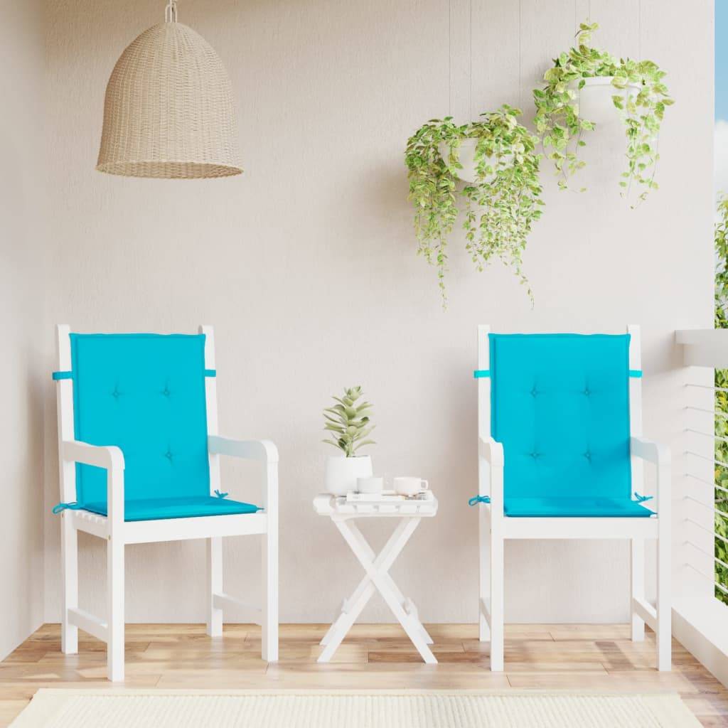 Lot de 2 Coussins Chaise de Jardin Dossier Bas Polyester Imperméable pour Terrasse Turquoise 100x50cm – ComfortXL Outdoor Living - Image 1