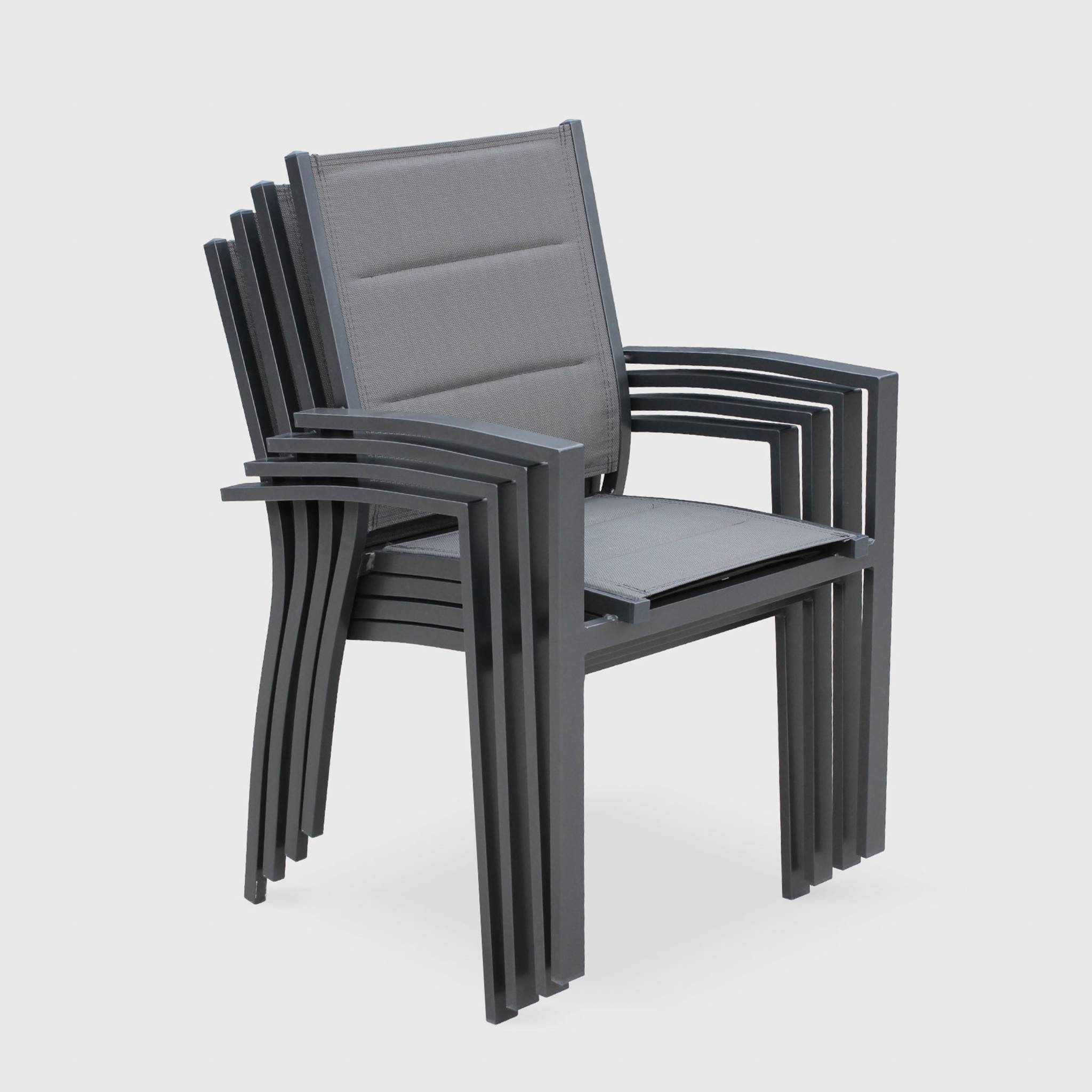 Table de jardin extensible aluminium + 8 assises Gris anthracite - Table en aluminium 200/300cm. plateau de verre. rallonge et 8 fauteuils en | sweeek - Image 7