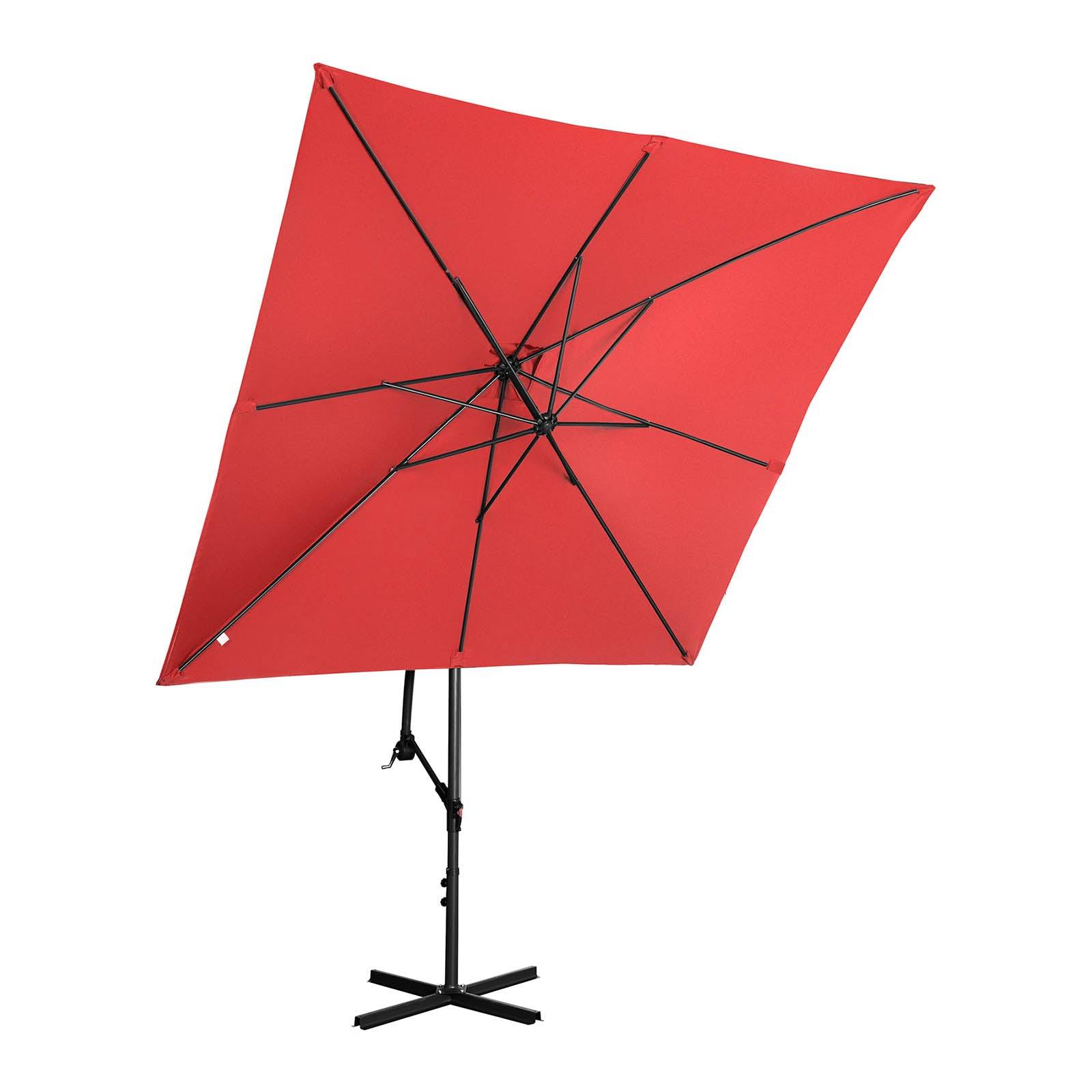 Helloshop26 - Parasol déporté - Rouge - Rectangulaire - 250 x 250 cm - Inclinable - Image 3