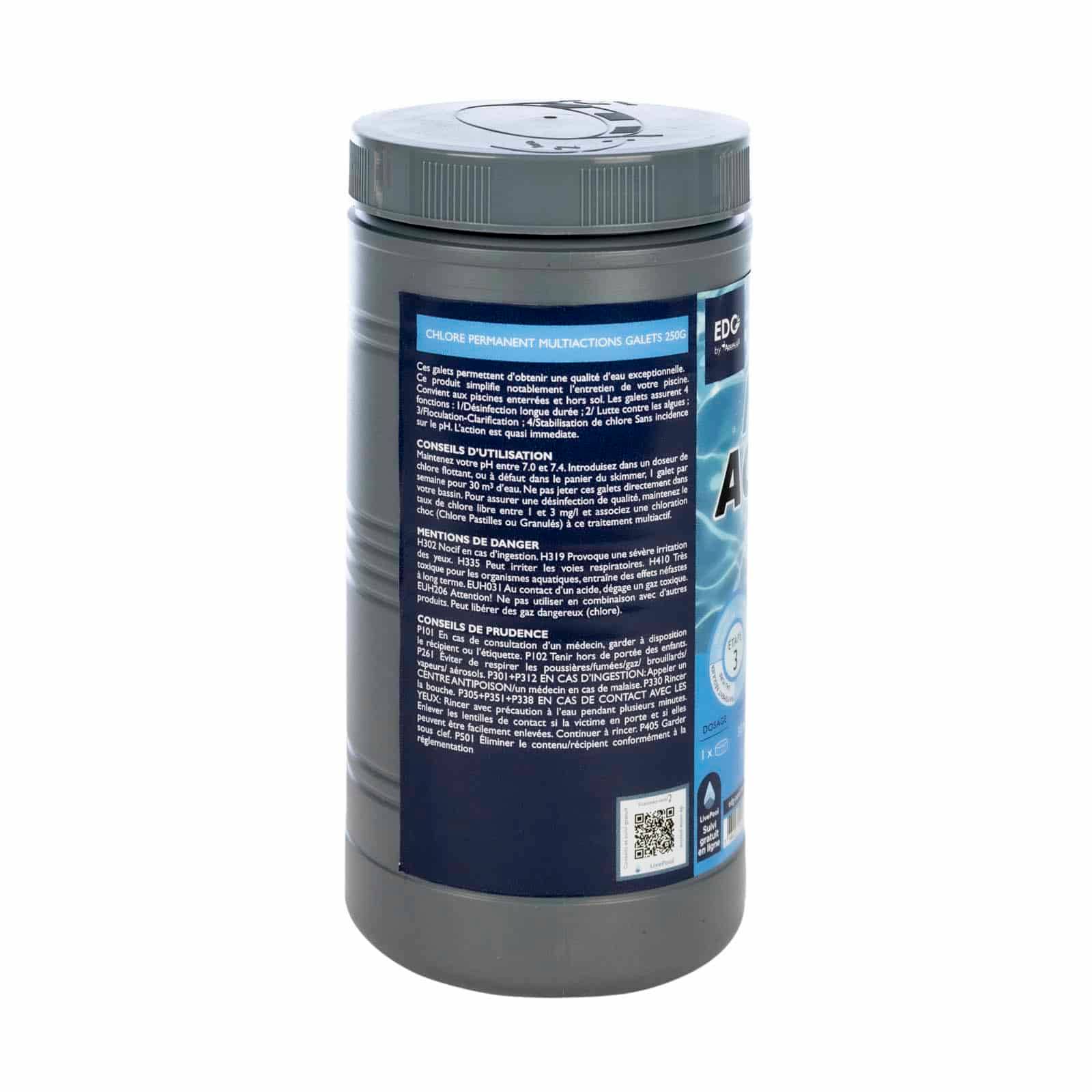 Chlore Multiactions Galet 250G 1Kg - Edg By Aqualux - Image 3