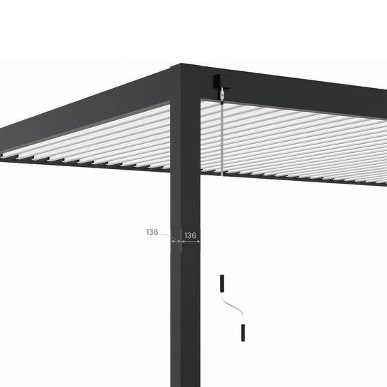 Pergola Bioclimatique Aluminium Adossée 32m² - 4x8m - Kit LED Inclus - Anthracite - 50 lames en Aluminium a 120 degrés - HALO - Image 6