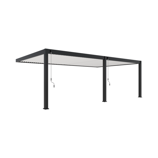 Pergola Bioclimatique Aluminium Adossée 32m² - 4x8m - Kit LED Inclus - Anthracite - 50 lames en Aluminium a 120 degrés - HALO - Image 2