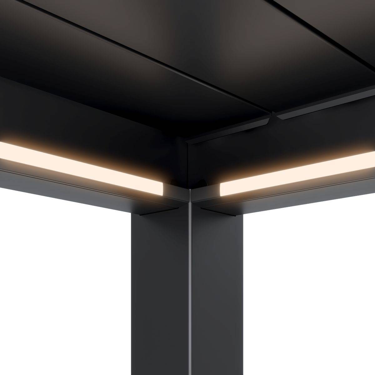 Direct Abris - Pergola Bioclimatique Aluminium Adossée 32m² - 4x8m - Kit LED Inclus  - Anthracite - 50 lames en Aluminium a 120 degrés - ELIOS - Image 7