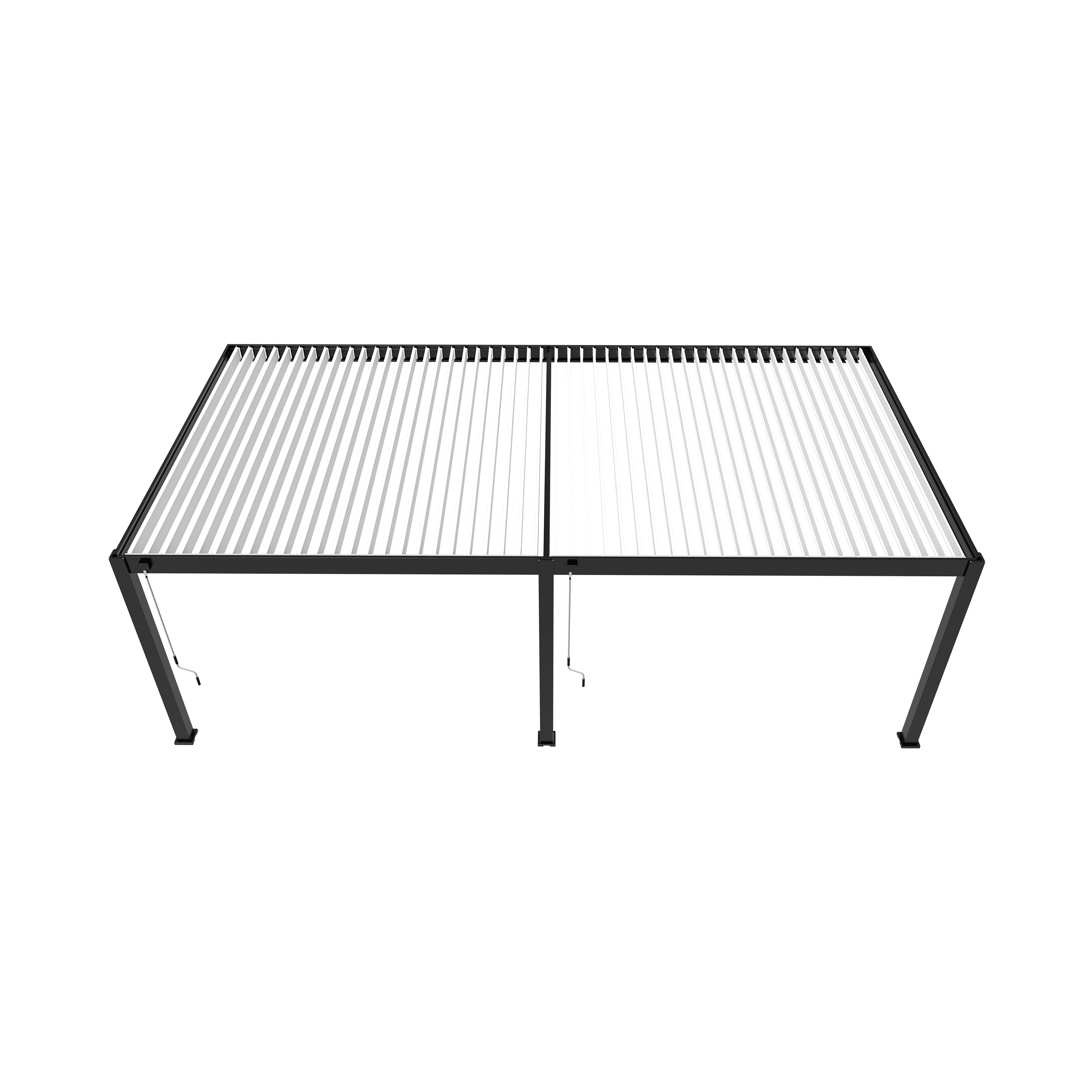 Pergola Bioclimatique Aluminium Adossée 32m² - 4x8m - Kit LED Inclus - Anthracite - 50 lames en Aluminium a 120 degrés - HALO - Image 4
