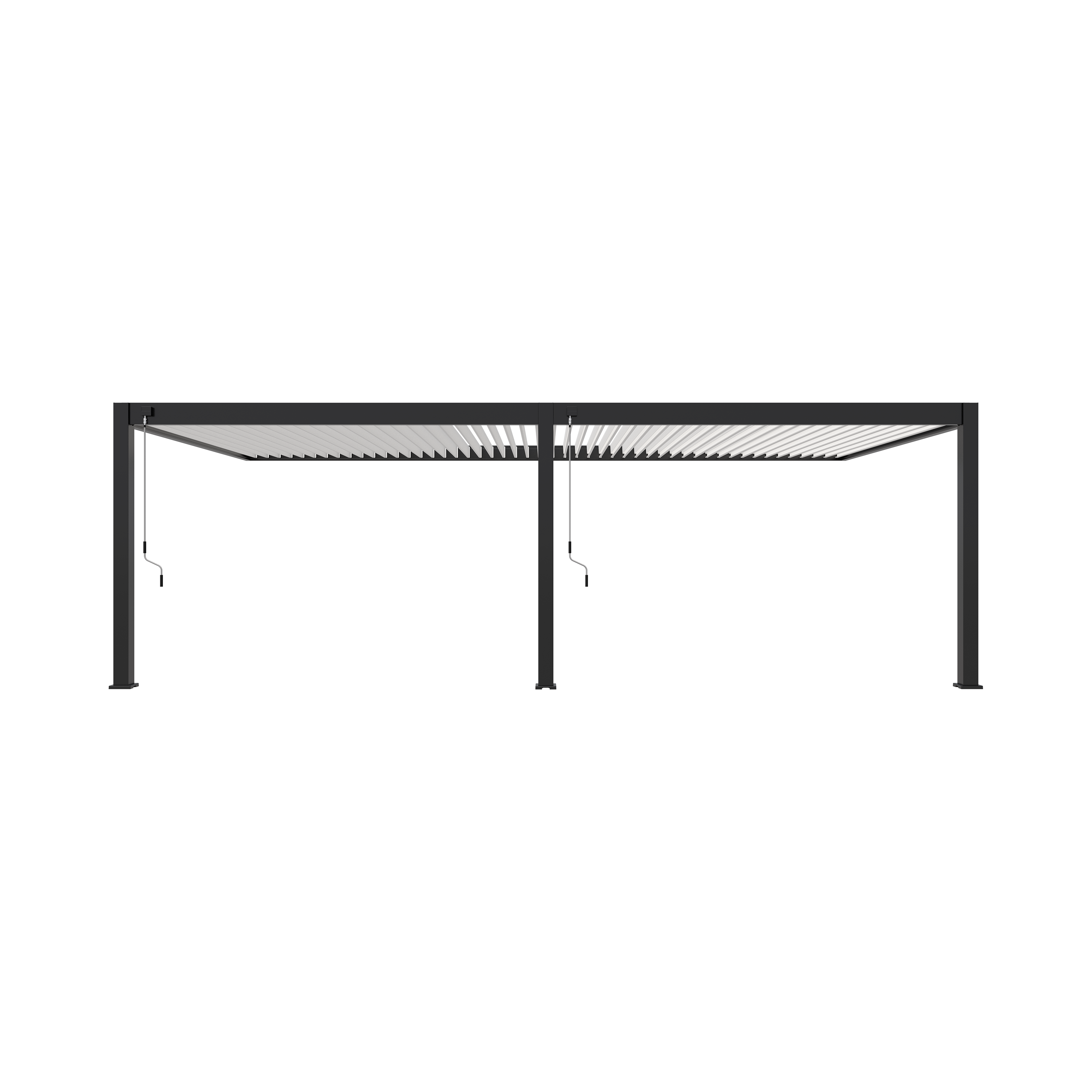 Pergola Bioclimatique Aluminium Adossée 32m² - 4x8m - Kit LED Inclus - Anthracite - 50 lames en Aluminium a 120 degrés - HALO - Image 3