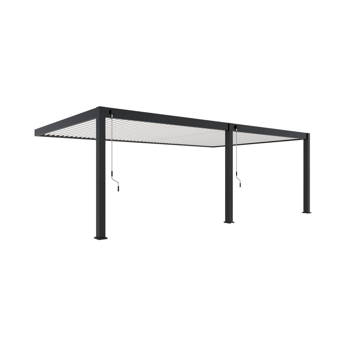 Direct Abris - Pergola Bioclimatique Aluminium Adossée 32m² - 4x8m - Kit LED Inclus - Anthracite - 50 lames en Aluminium a 120 degrés - ELIOS - Image 2