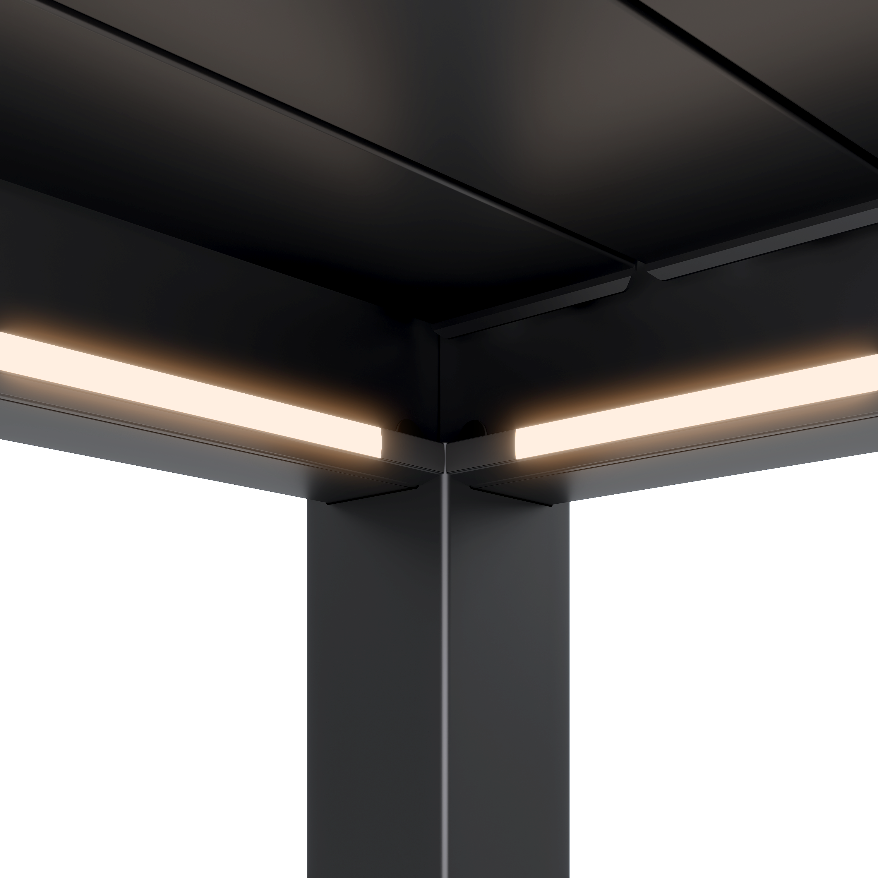 Pergola Bioclimatique Aluminium Adossée 32m² - 4x8m - Kit LED Inclus  - Anthracite - 50 lames en Aluminium a 120 degrés - HALO - Image 7