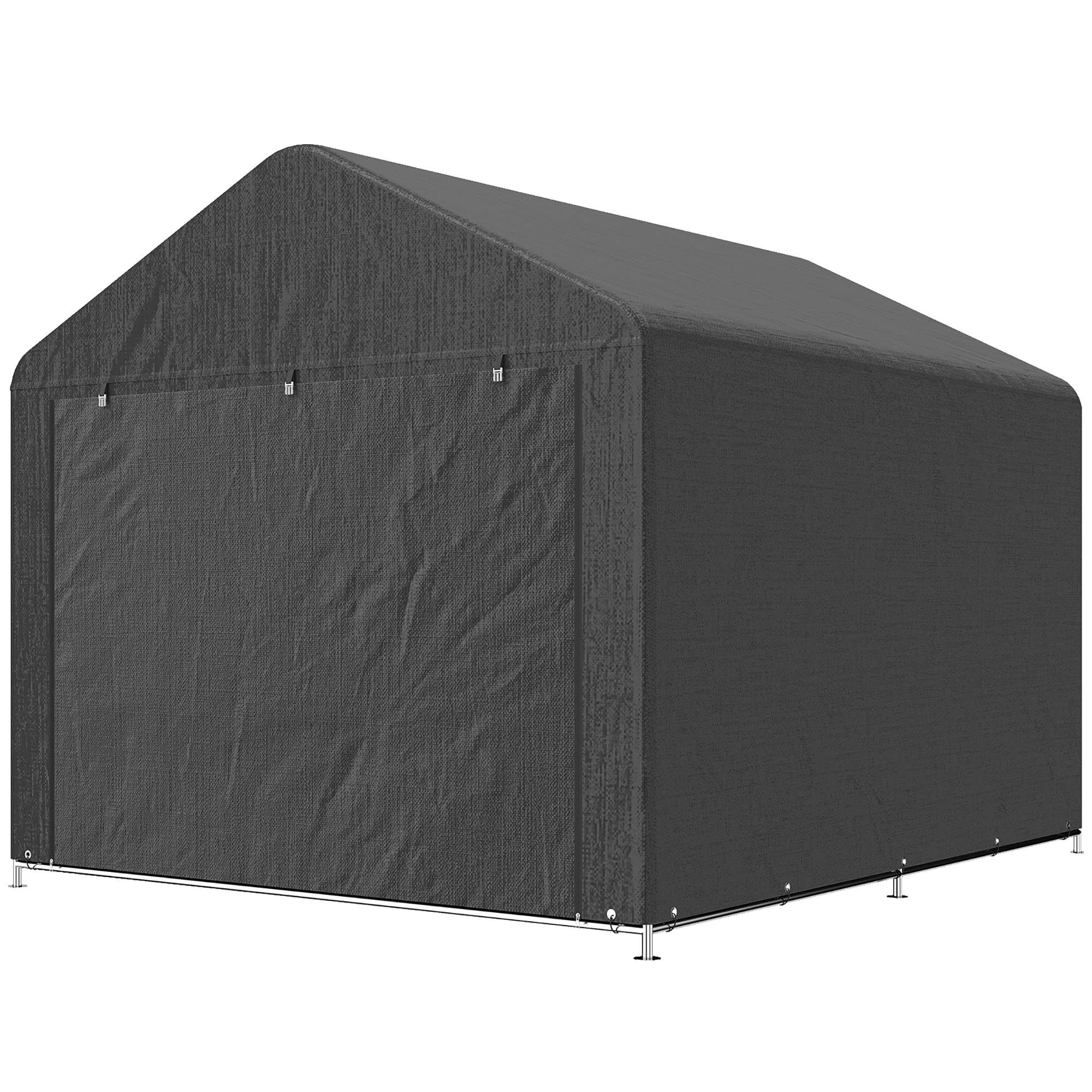 Outsunny - Abri de jardin porte enroulable fermeture éclair - pour vélo, moto, bois, outils - 200 x 238 x 183 cm - gris foncé - Outsunny - Image 5
