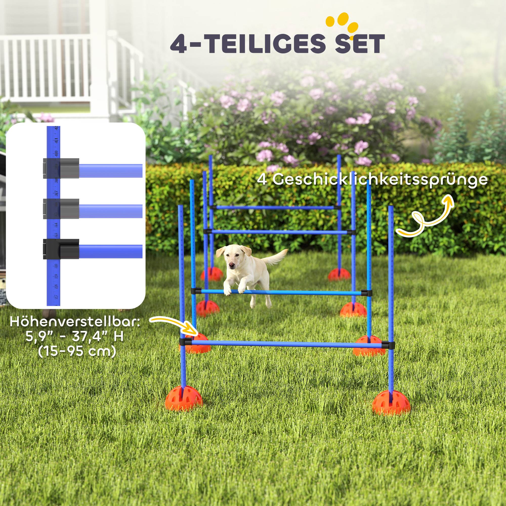 ComfortXL - Kit agilité chien 4 haies ABS réglables orange et bleu entraînement extérieur avec sac - ComfortXL Outdoor Living - Image 6