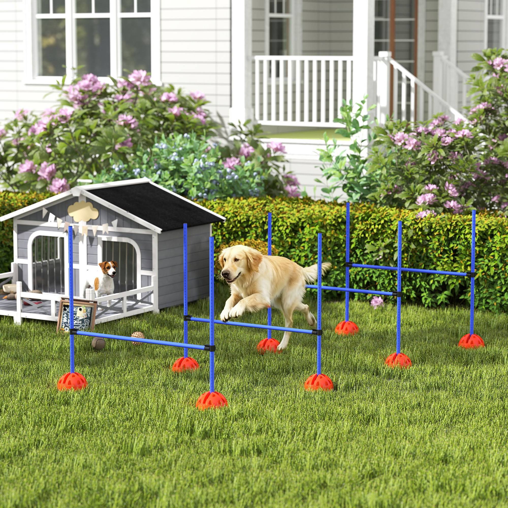 ComfortXL - Kit agilité chien 4 haies ABS réglables orange et bleu entraînement extérieur avec sac - ComfortXL Outdoor Living - Image 3
