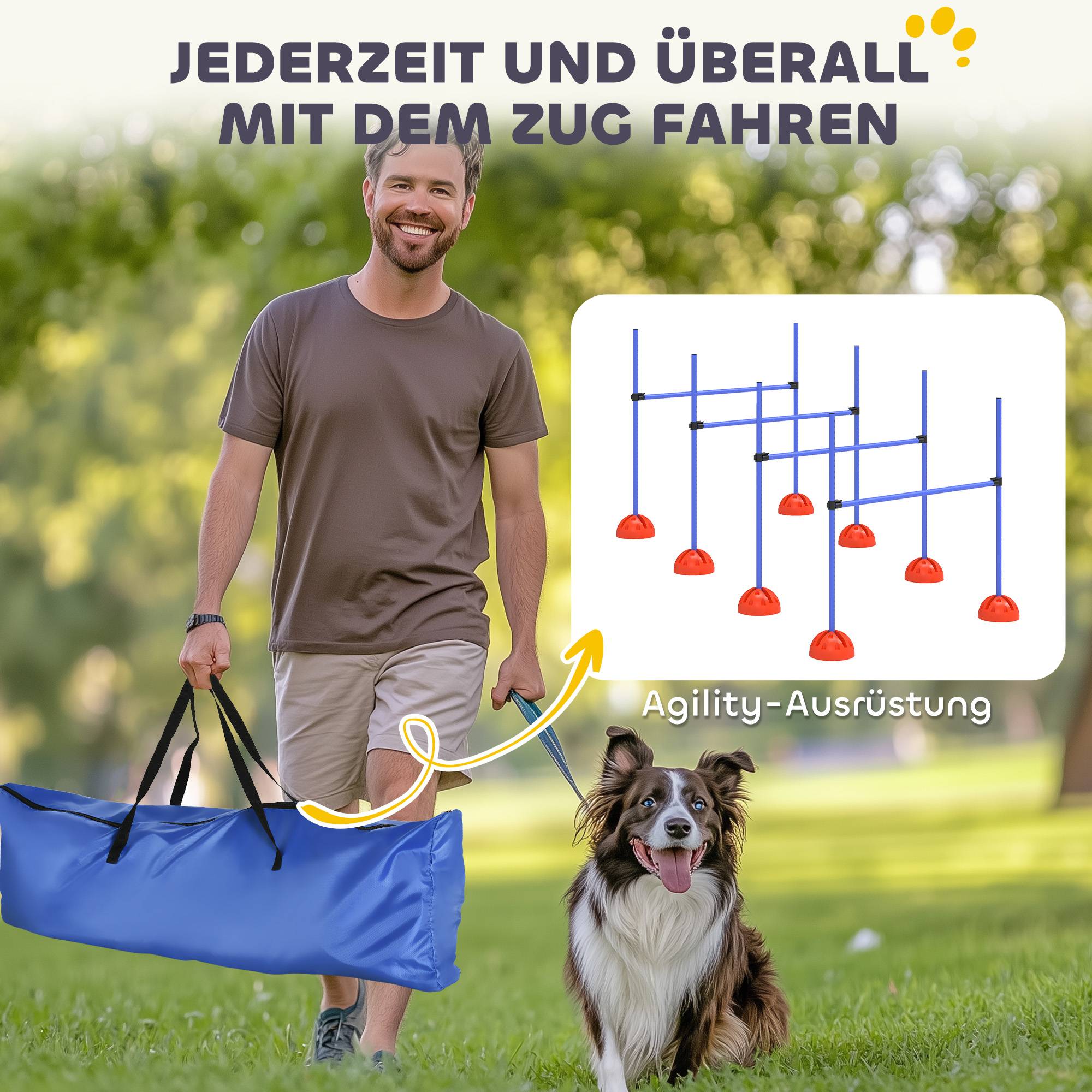 ComfortXL - Kit agilité chien 4 haies ABS réglables orange et bleu entraînement extérieur avec sac - ComfortXL Outdoor Living - Image 8
