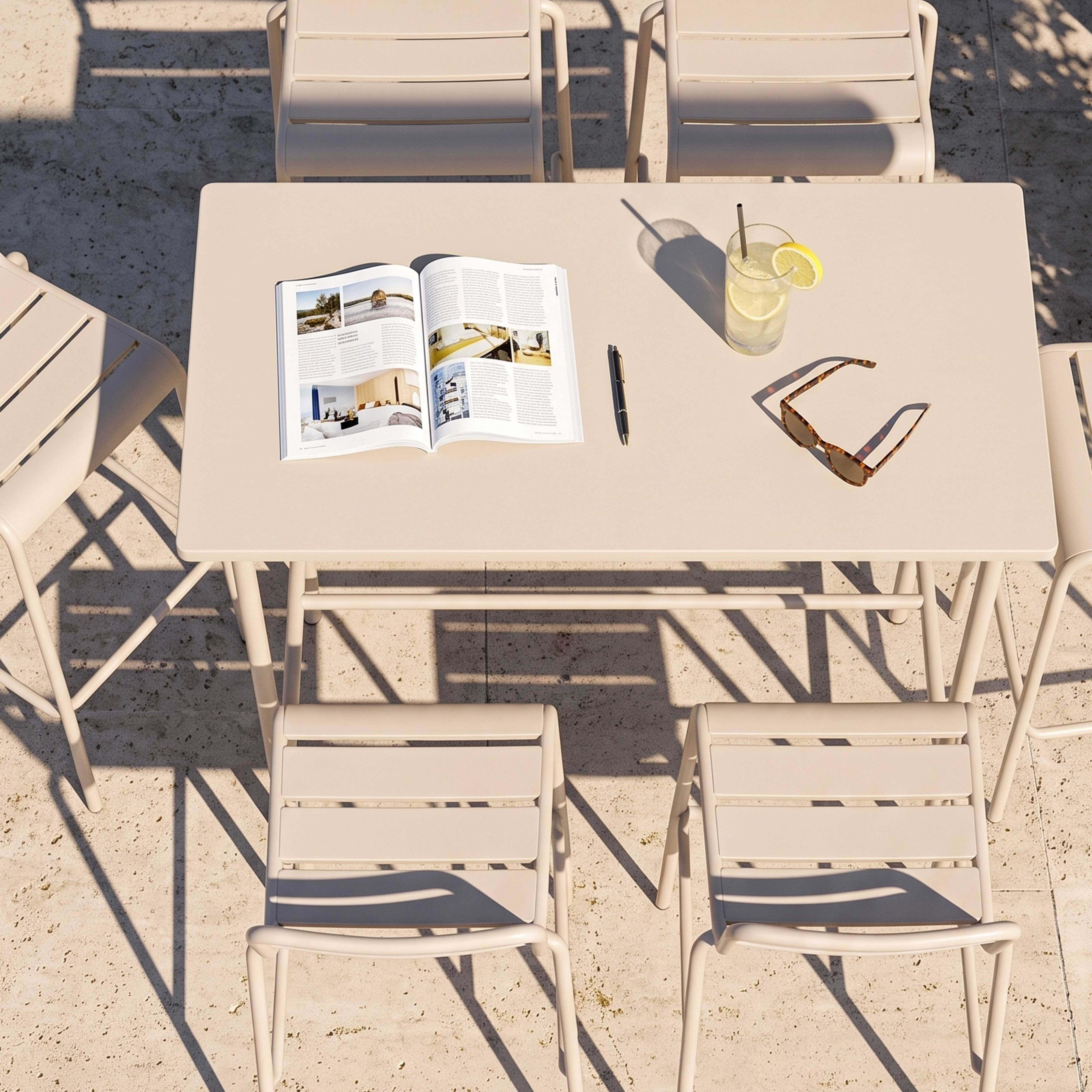 Oviala - Ensemble table haute de jardin et 6 chaises en métal ivoire Palavas - Oviala - Image 3