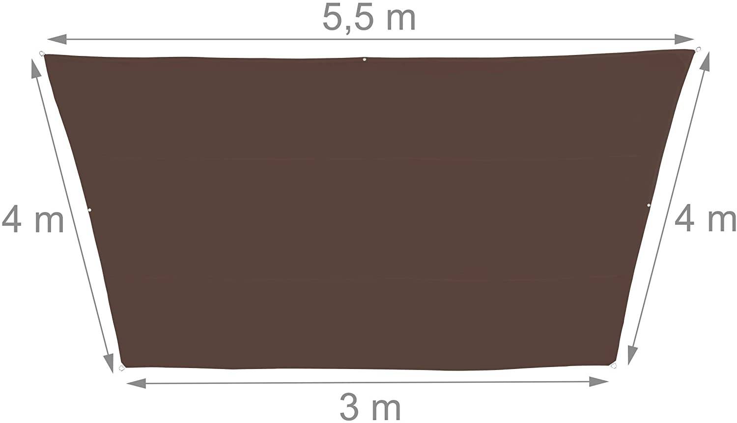 Helloshop26 - Voile d'ombrage trapèze 3 x 5,5 x 4 m brun - Image 2