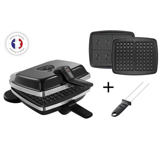 Croque-gaufre-gaufrette 2 plaques 1000w noir 039224 Lagrange - Image 1