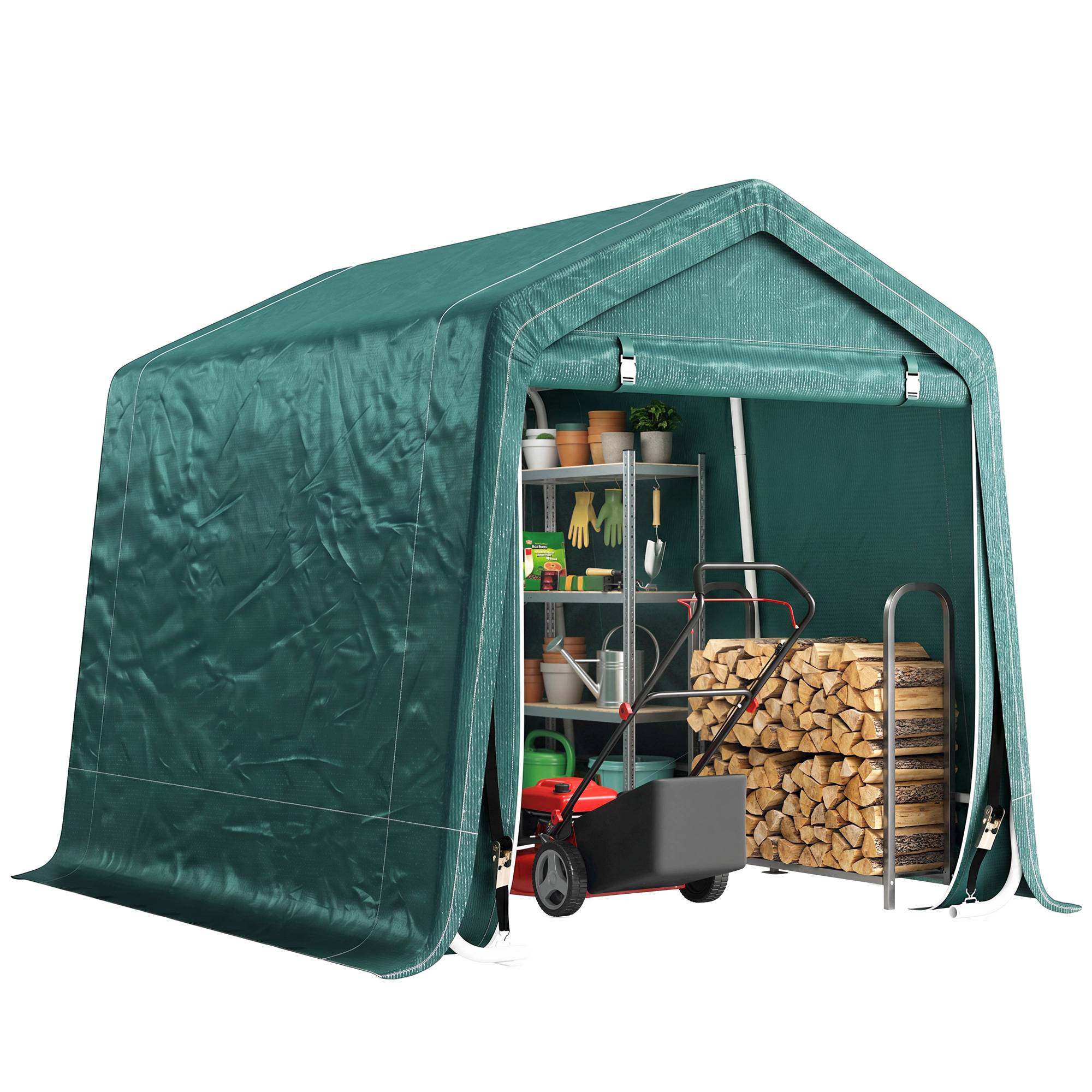Tente de jardin extérieure de 2,4 x 2 x 2 m, abri de jardin avec 2 portes zippées, imperméable, résistante aux UV, verte - Image 1