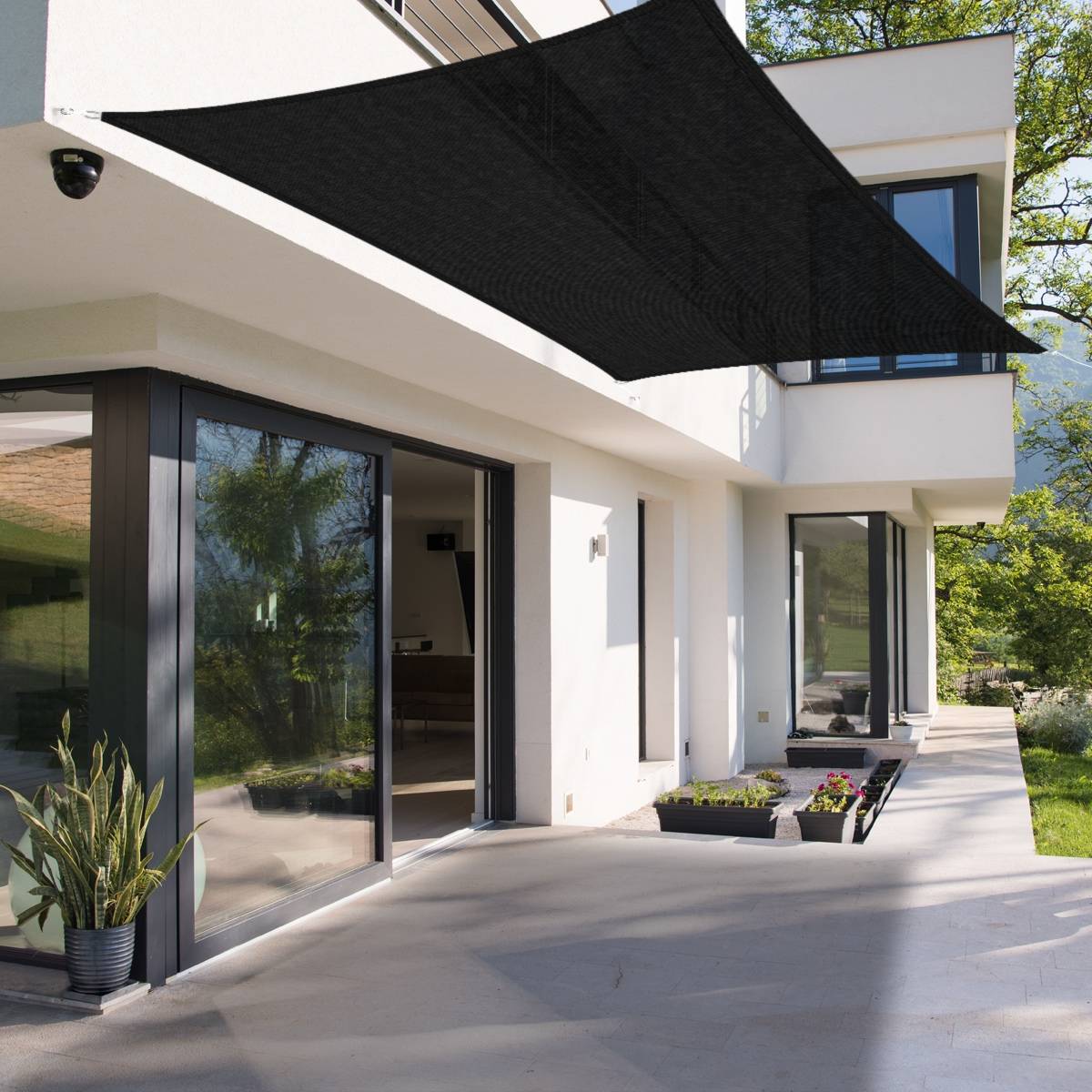 Ecd-Germany - Voile d'ombrage protection UV solaire toile parasol rectangle 2x4 m anthracite - Image 10