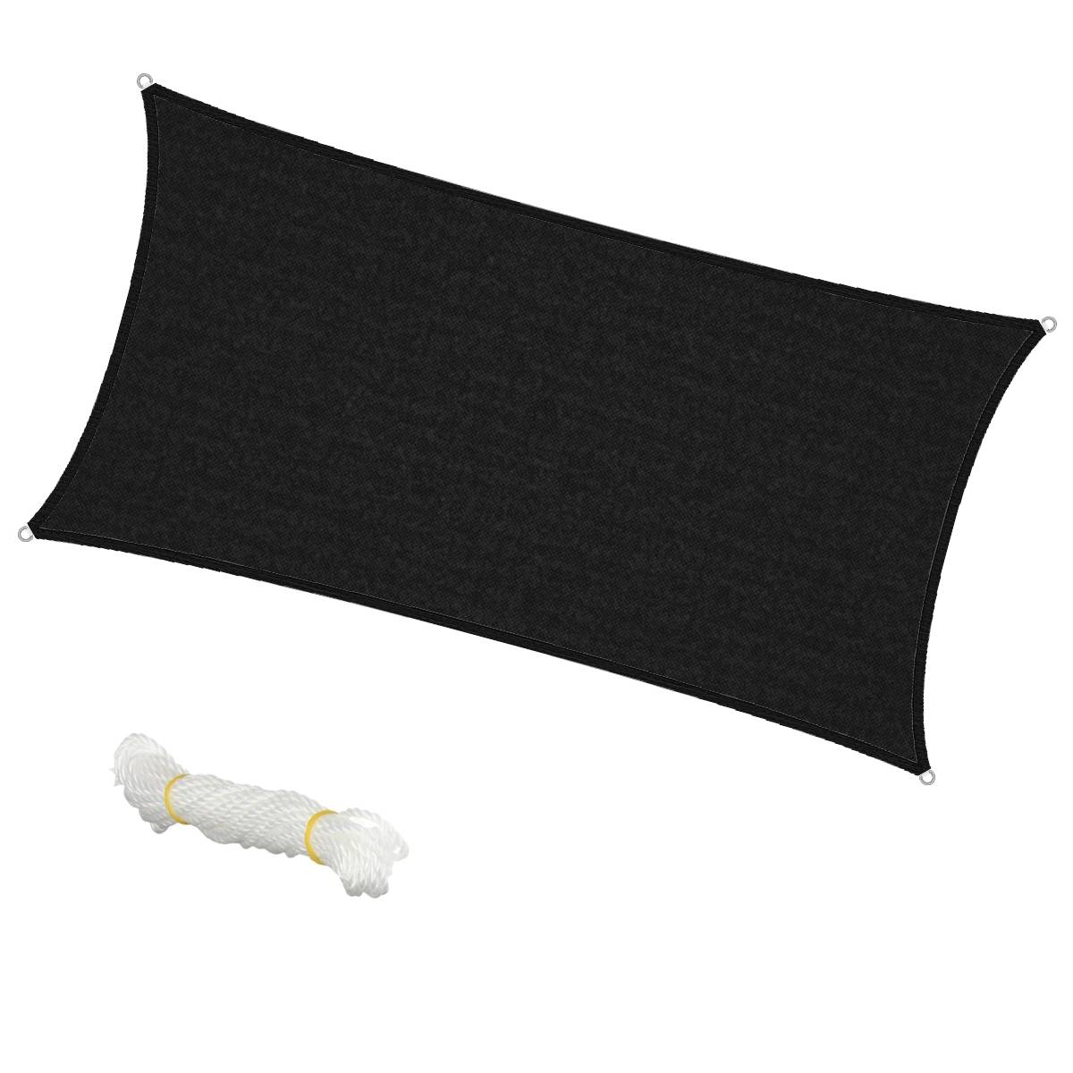 Ecd-Germany - Voile d'ombrage protection UV solaire toile parasol rectangle 2x4 m anthracite - Image 1