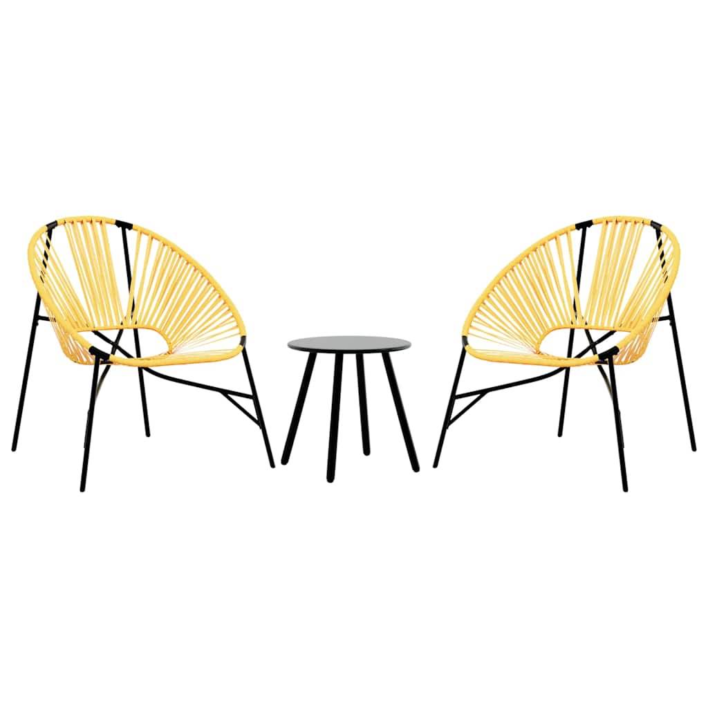 PANGIVO - Lot de 3 Chaises de jardin noir et jaune résine tressée 77 x 68,5 x 82 cm - PANGIVO - Image 2