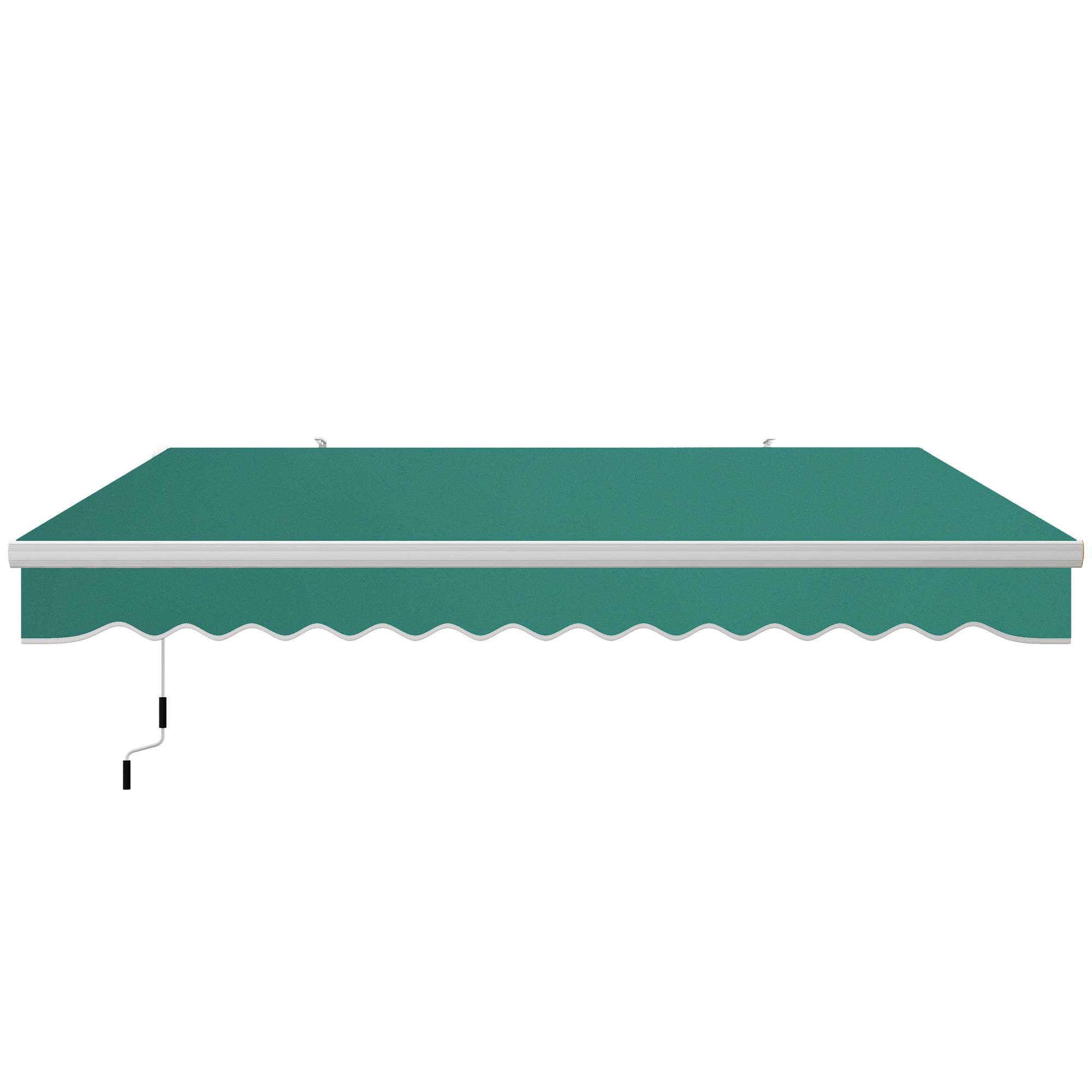 Store banne manuelle 395 x 245 cm avec manivelle, pour balcon, terrasse ou patio, en aluminium et toile polyester 280 g/m², anti-UV, verte - Image 2