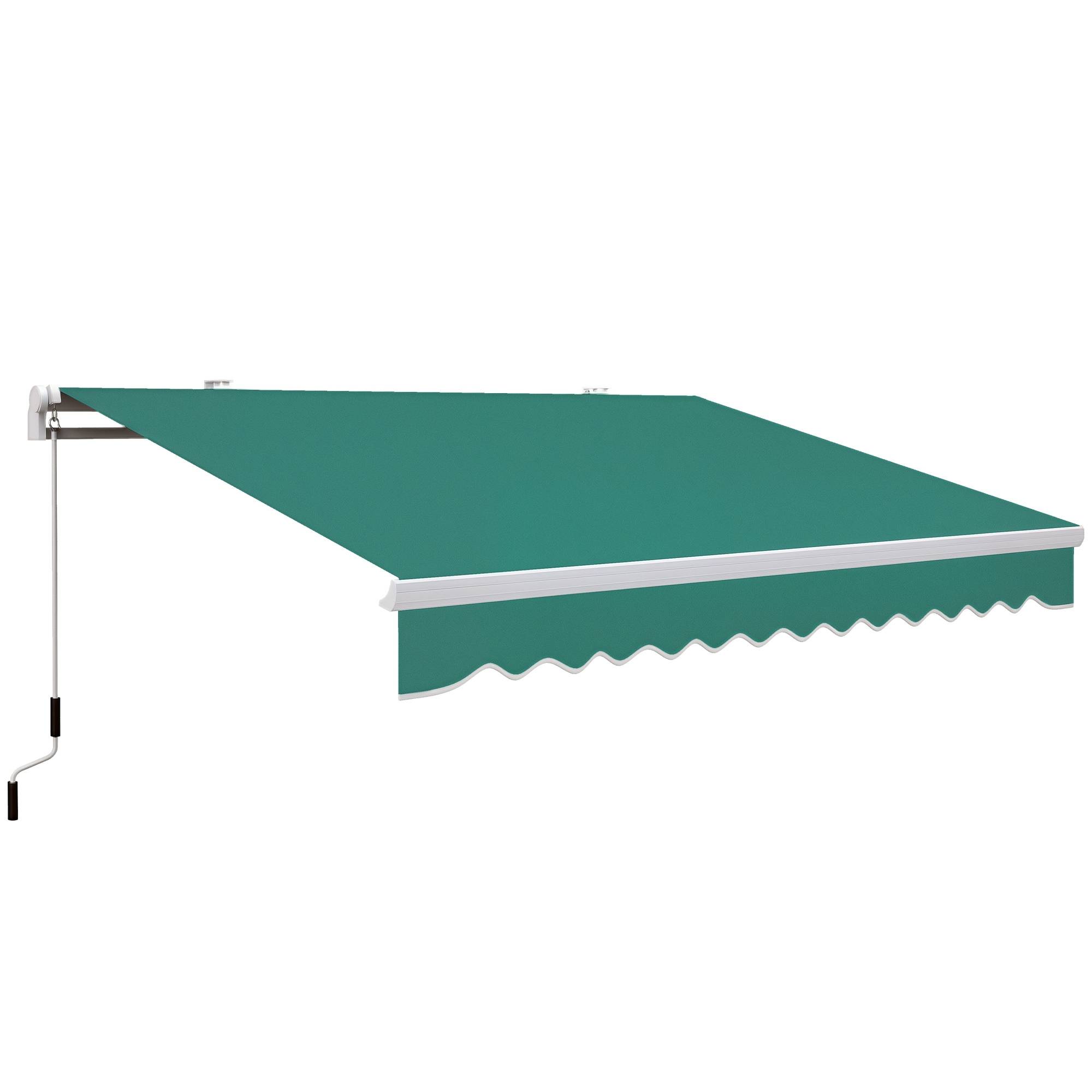 Store banne manuelle 395 x 245 cm avec manivelle, pour balcon, terrasse ou patio, en aluminium et toile polyester 280 g/m², anti-UV, verte - Image 1