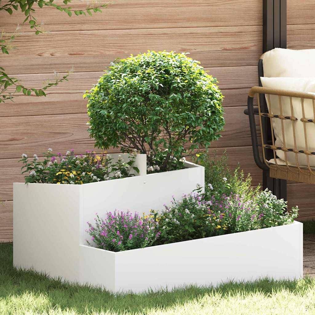 ComfortXL - Grand cache-pot carré en acier pour extérieur Blanc 80x80 cm – ComfortXL Outdoor Living - Image 1