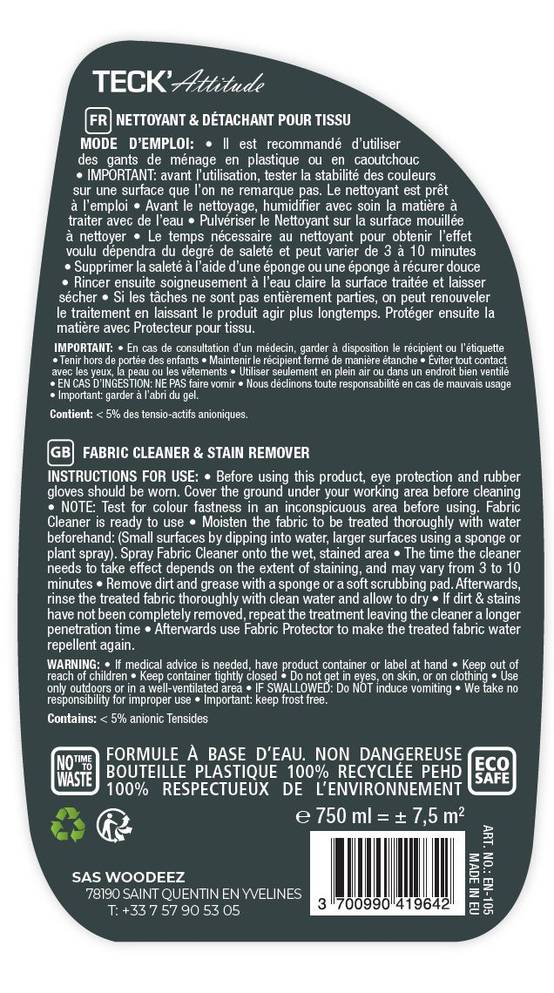 Nettoyant pour tissus 750 ml - TECK'Attitude - Image 2