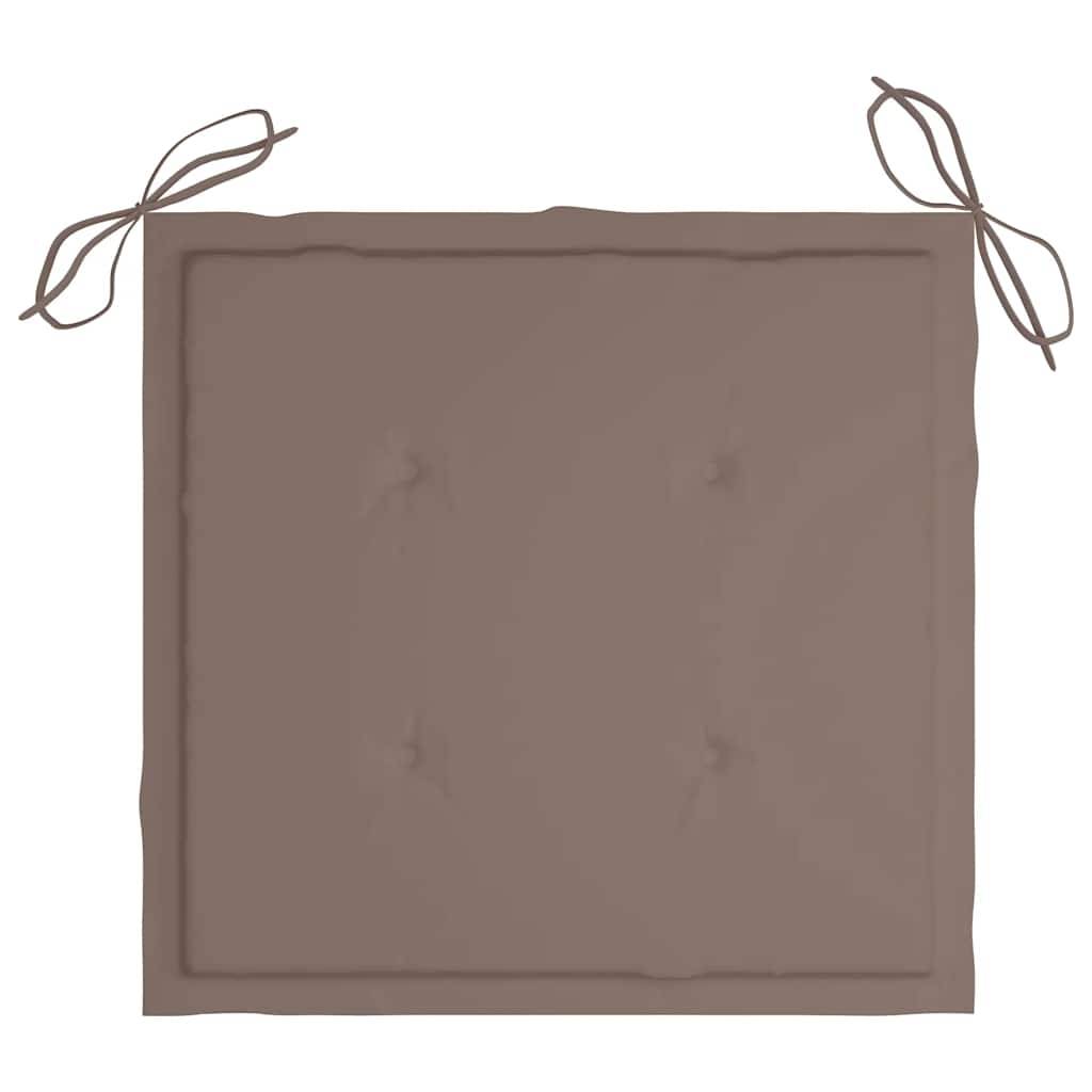 Chaises jardin bois teck inox coussin taupe 60 x 56 x 85 cm - PANGIVO - Image 9