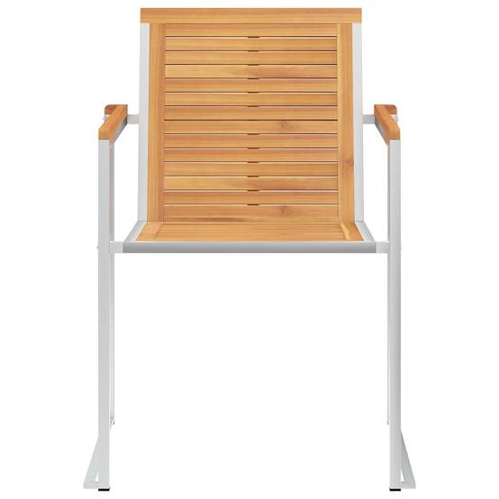 Chaises jardin bois teck inox coussin taupe 60 x 56 x 85 cm - PANGIVO - Image 5