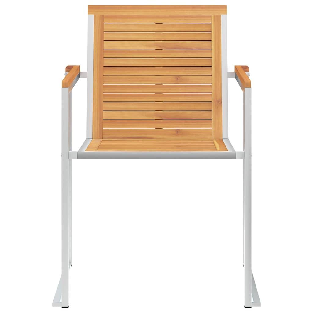 Chaises jardin bois teck inox coussin taupe 60 x 56 x 85 cm - PANGIVO - Image 5