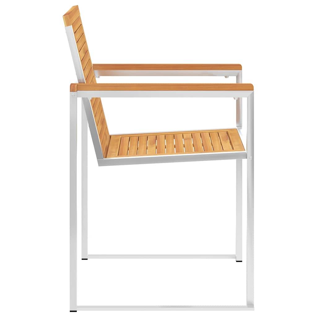 Chaises jardin bois teck inox coussin taupe 60 x 56 x 85 cm - PANGIVO - Image 6