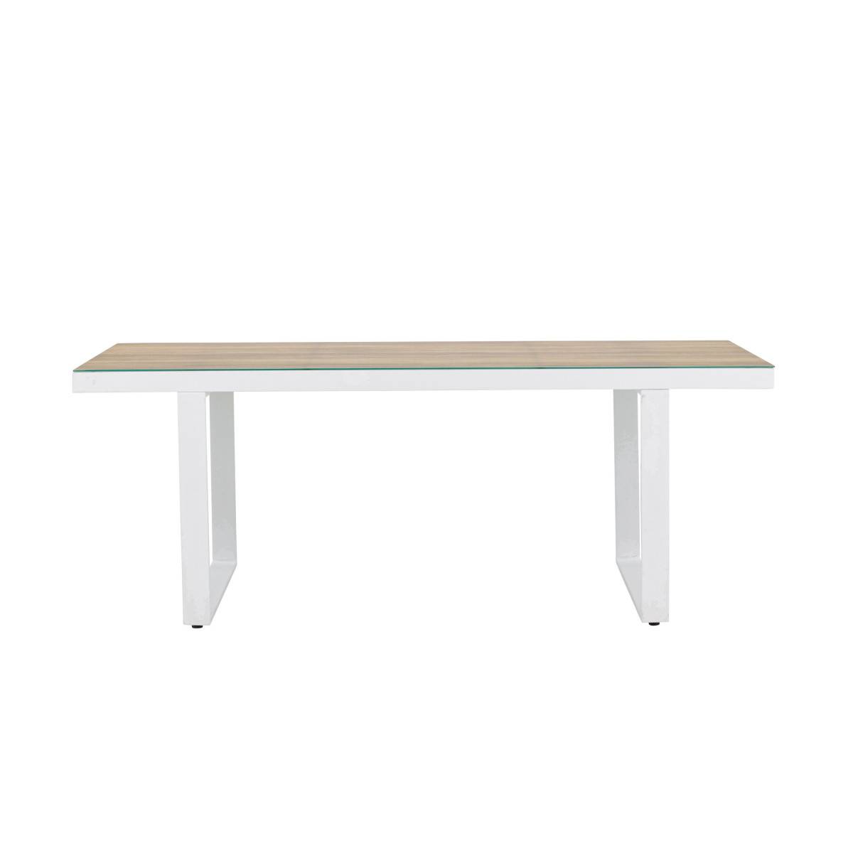Paris Prix - Table de Jardin en Verre "Merlo" 200cm Naturel & Blanc - Image 4