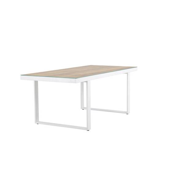 Paris Prix - Table de Jardin en Verre "Merlo" 200cm Naturel & Blanc - Image 3