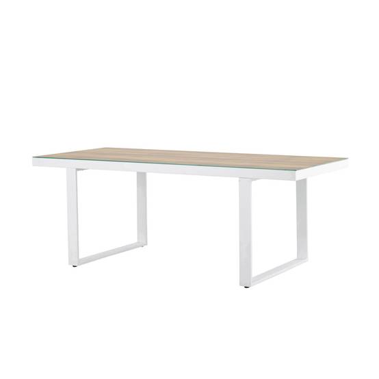 Paris Prix - Table de Jardin en Verre "Merlo" 200cm Naturel & Blanc - Image 5