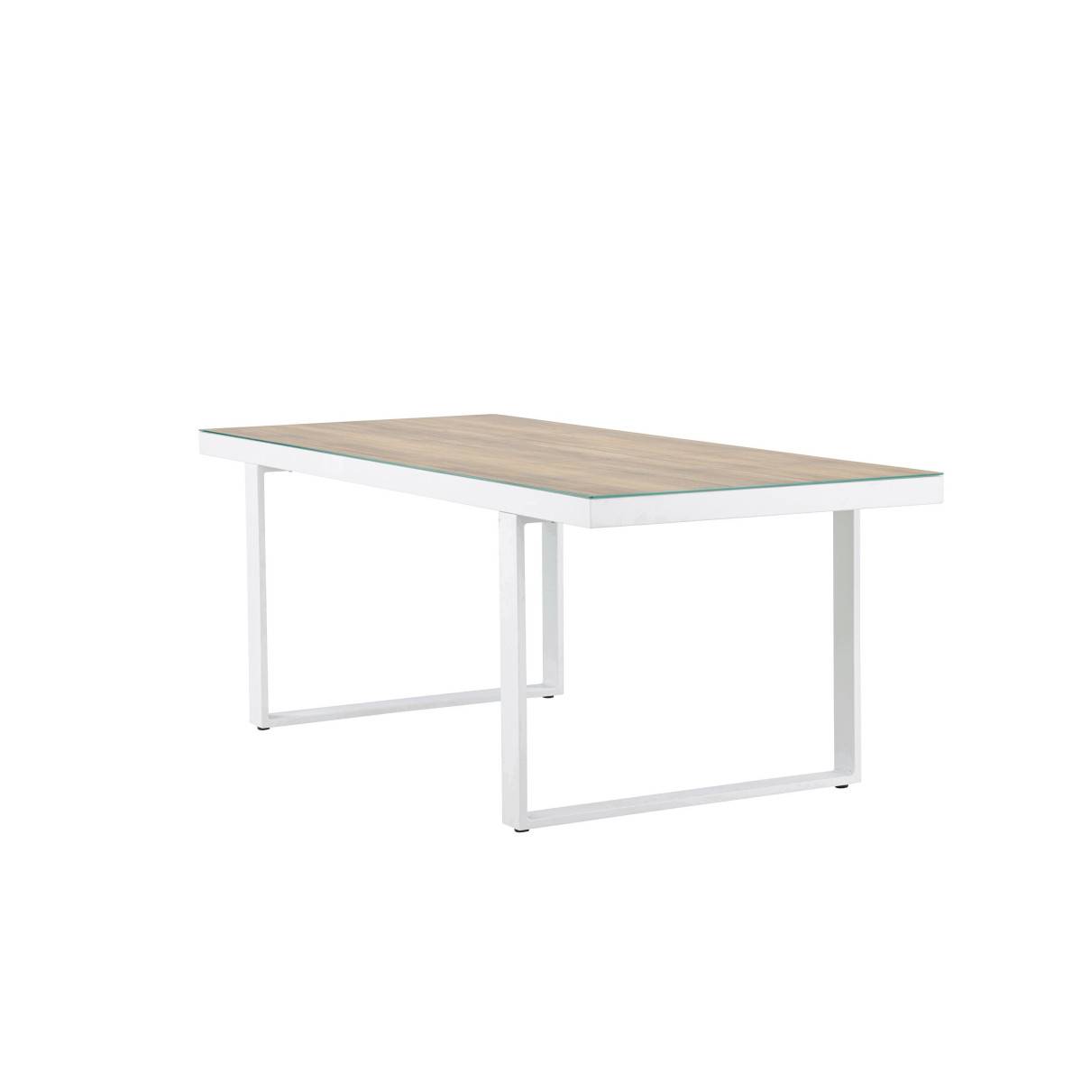 Paris Prix - Table de Jardin en Verre "Merlo" 200cm Naturel & Blanc - Image 6