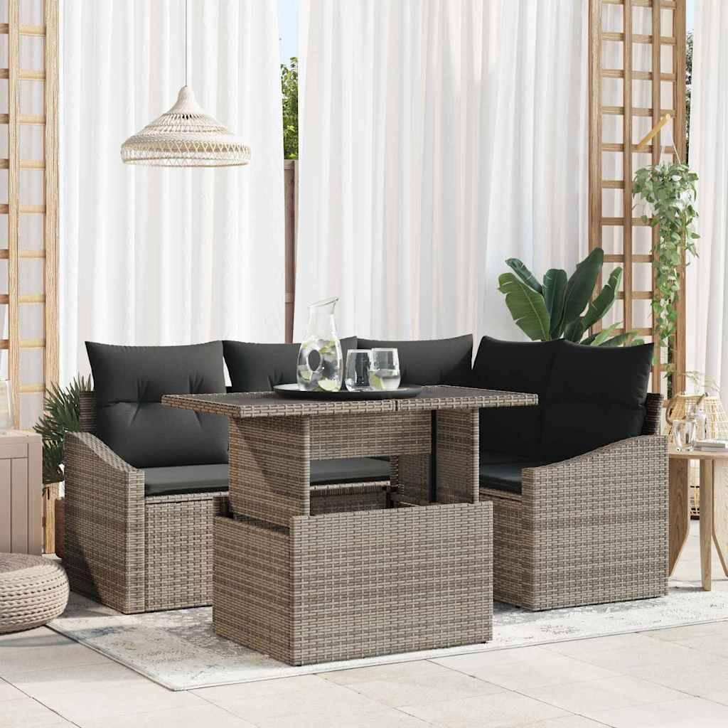 Vidaxl - Ensemble de canapé de jardin avec coussin Réglable 5 pcs Gris vidaXL 3357732 - Image 1