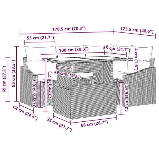 Vidaxl - Ensemble de canapé de jardin avec coussin Réglable 5 pcs Gris vidaXL 3357732 - Image 3